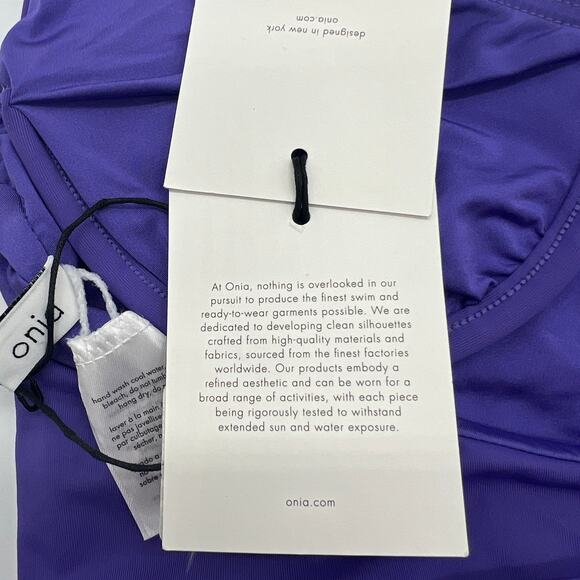 ONIA Elena One Piece Swimsuit Womens Small Purple Halter Wrap Waist Tie NEW - Picture 11 of 13